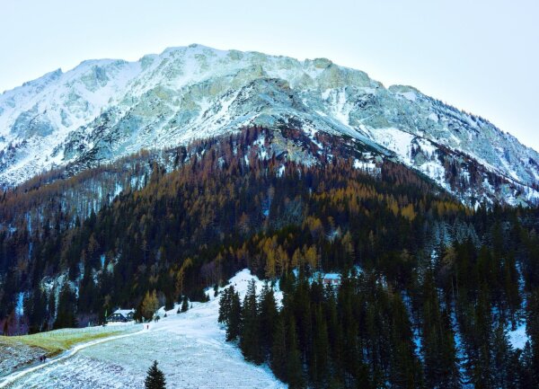 View of the schneeberg from the almreserlhaus in winter