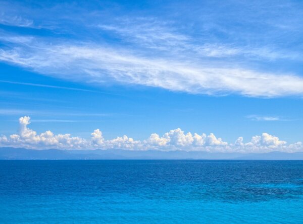 The mediterranean sea with clouds, seen from paxos, greece