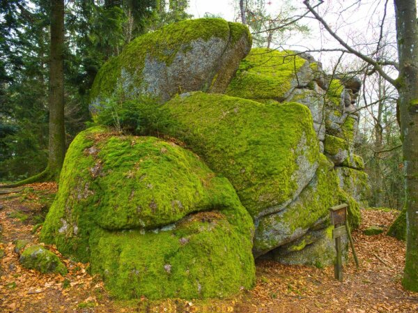 Rock formation named fuchsmauer (fox wall) in the naturpark mühlviertel near rechberg, upper austria