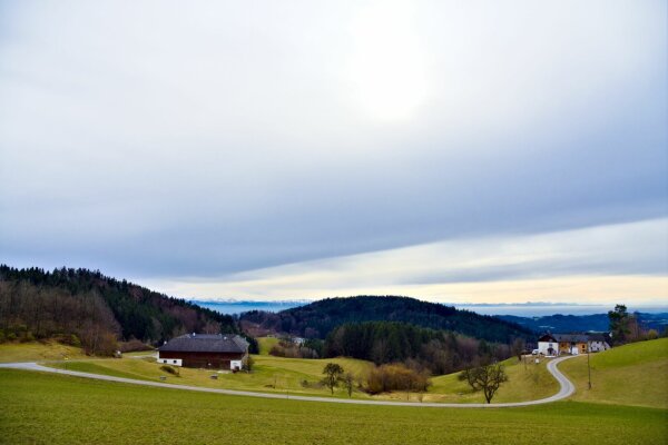 Landscape in the mühlviertel, upper austria, in early spring