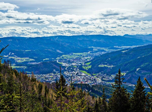 view of mürzzuschlag from the grosse scheibe, styria