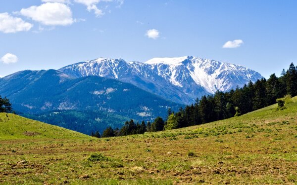 View of the schneeberg in late spring, lower austria