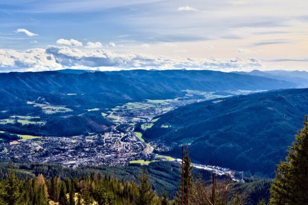 View of mürzzuschlag from the grosse scheibe, styria