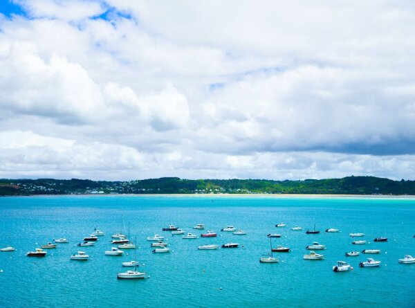 Parking boats near the Presque'ile de kercoz, britanny, france