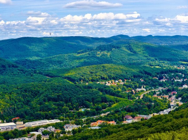 View of the wienerwald from the viewpoint rudolfshöhe, lower austria