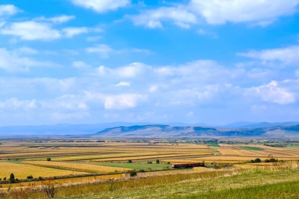 View from mount saint michael over the upper haromszek basin, transylvania