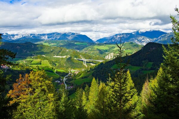 View of schneeberg and rax mountains from the other side