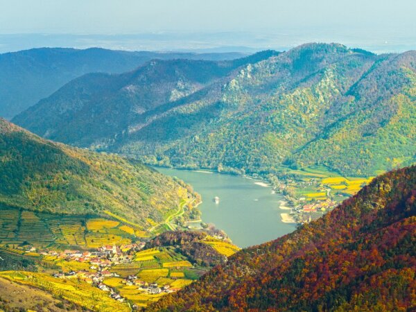 View of thr danube from the viewpoint naturparkhaus jauerling, lower austria